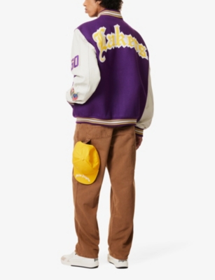 JEFF HAMILTON Lakers Appliquéd Felt and Leather Bomber Jacket for