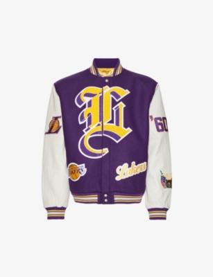 JEFF HAMILTON Lakers Appliquéd Felt and Leather Bomber Jacket for