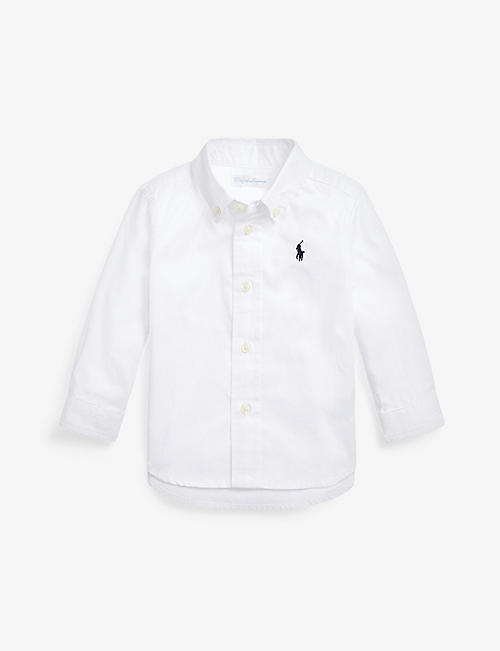 RALPH LAUREN: Logo-embroidered long-sleeved cotton Oxford shirt 9-24 months