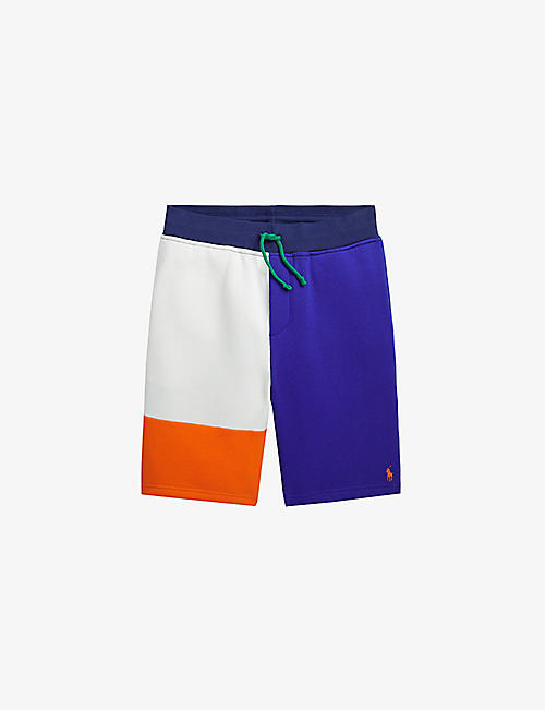 POLO RALPH LAUREN: Logo-embroidered colour-block cotton shorts 6 months- 14 years