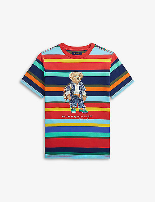 RALPH LAUREN：Polo Bear 徽标印花平纹针织棉 T 恤 3 个月-12 岁