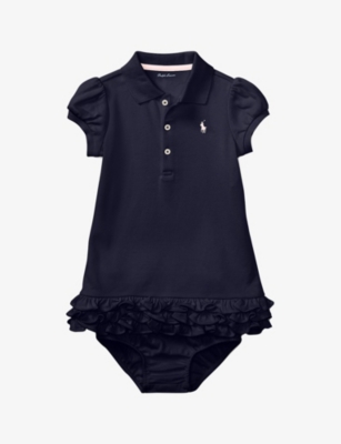 Polo Ralph Lauren Baby Girls Ruffled Trim Cupcake Dress In French Nvy