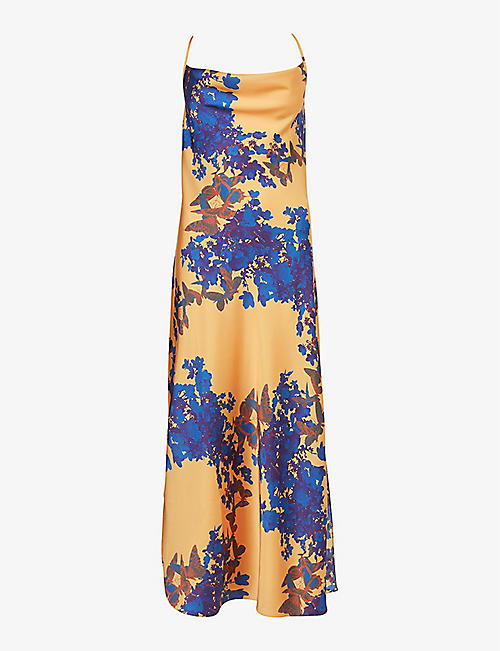 ALLSAINTS: Hadley floral-print recycled-polyester midi dress