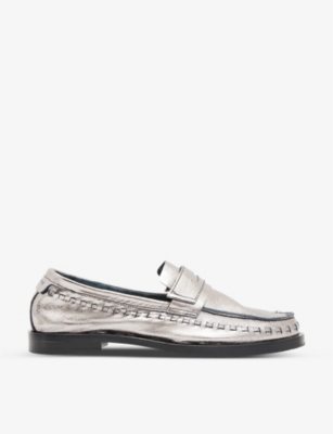 ALLSAINTS - Sofie metallic leather loafers | Selfridges.com