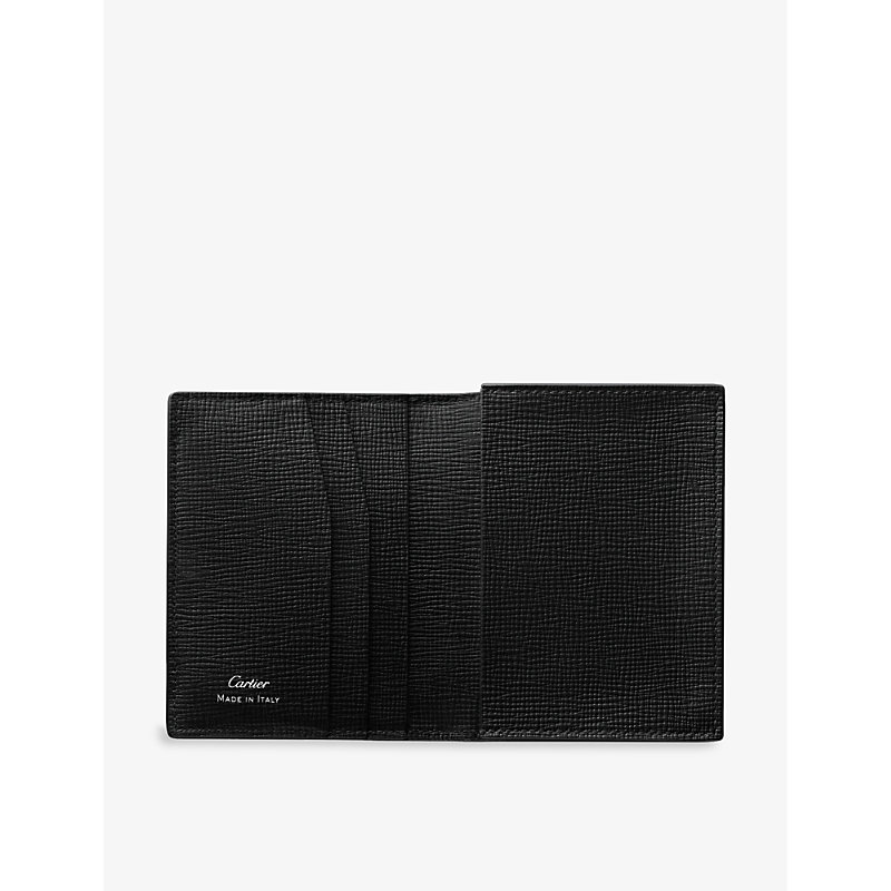 Shop Cartier Losange Logo-plaque Grained Leather And Palladium Card Holder In Black