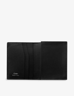 CARTIER: Losange logo-plaque grained leather and palladium card holder