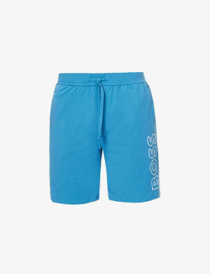 studieafgift Matematik Sydamerika BOSS - Logo-embroidered elasticated-waist stretch-cotton shorts |  Selfridges.com