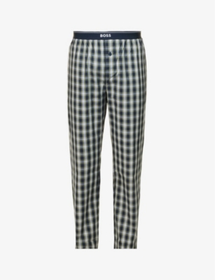 BOSS: Urban branded-waistband check-pattern  cotton-poplin pyjama bottoms