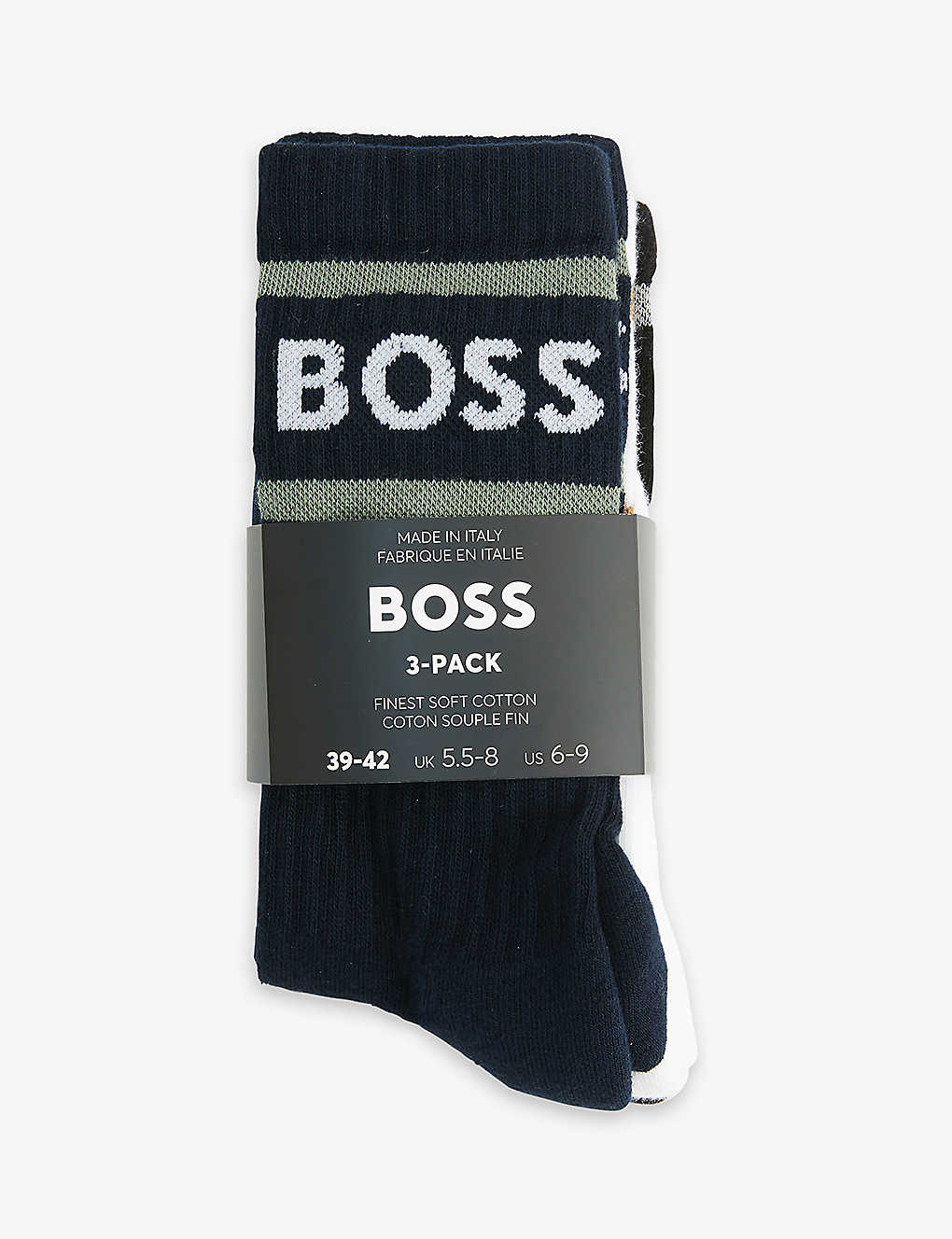 Hugo Boss Boss Mens Open Miscellaneous Pack Of Three Logo-embroidered Stretch-cotton Blend Socks