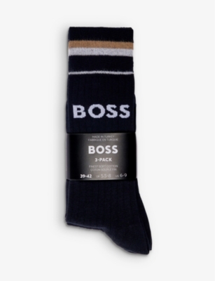 BOSS - Three-pack of regular-length cotton-blend socks