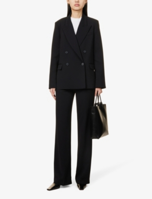 Joseph Womens Black Morissey Straight-leg High-rise Stretch-woven Trousers In Black