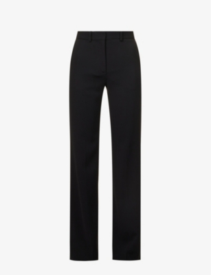 Joseph Womens Black Morissey Straight-leg High-rise Stretch-woven Trousers