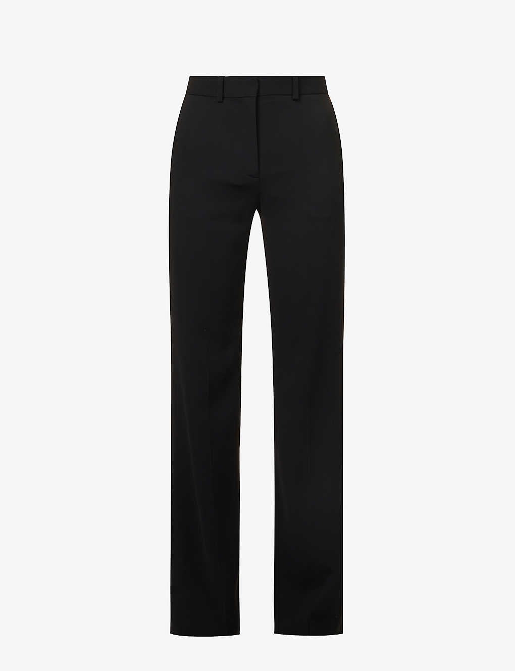 Joseph Womens Black Morissey Straight-leg High-rise Stretch-woven Trousers