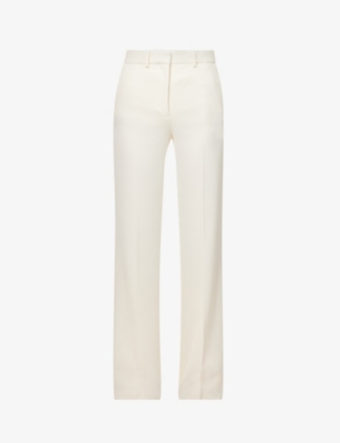 Joseph Womens Ivory Morissey Straight-leg High-rise Stretch-woven Trousers In White