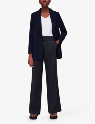 Shop Whistles Women's Vy Tess Long-length Relaxed-fit Woven Trousers In Navy