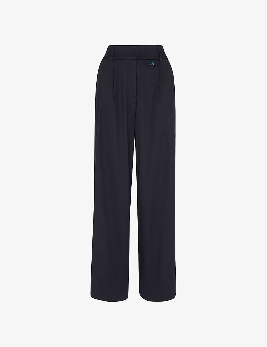 Whistles Tess Wide Leg Trousers In Navy