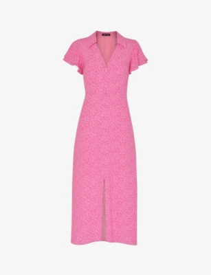 Whistles Womens Multi-coloured Nina Flecked-print Woven Midi Dress