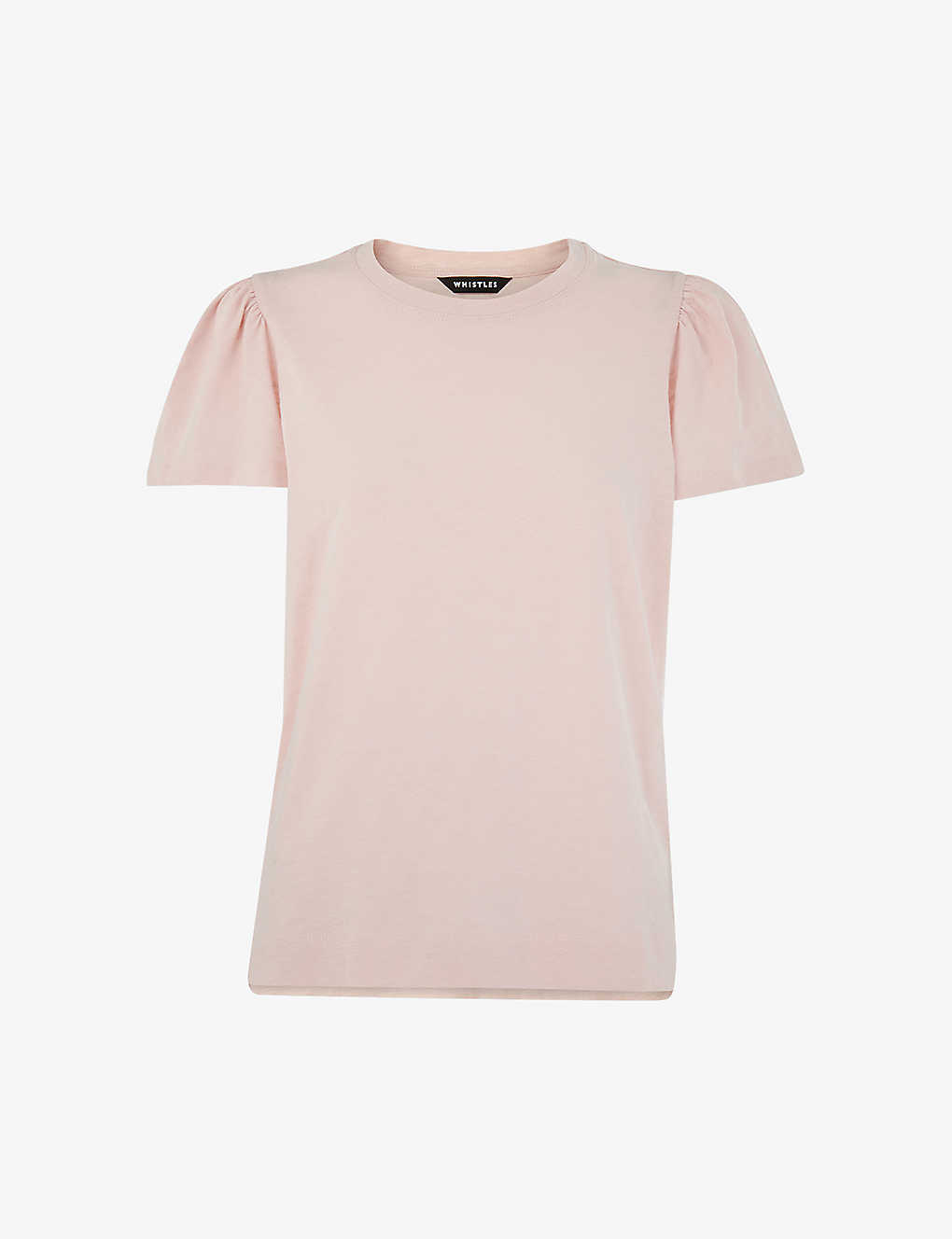 Whistles Womens Pale Pink Frill-sleeved Round-neck Cotton-jersey T-shirt