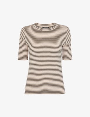 WHISTLES: Stripe-pattern slim-fit cotton T-shirt