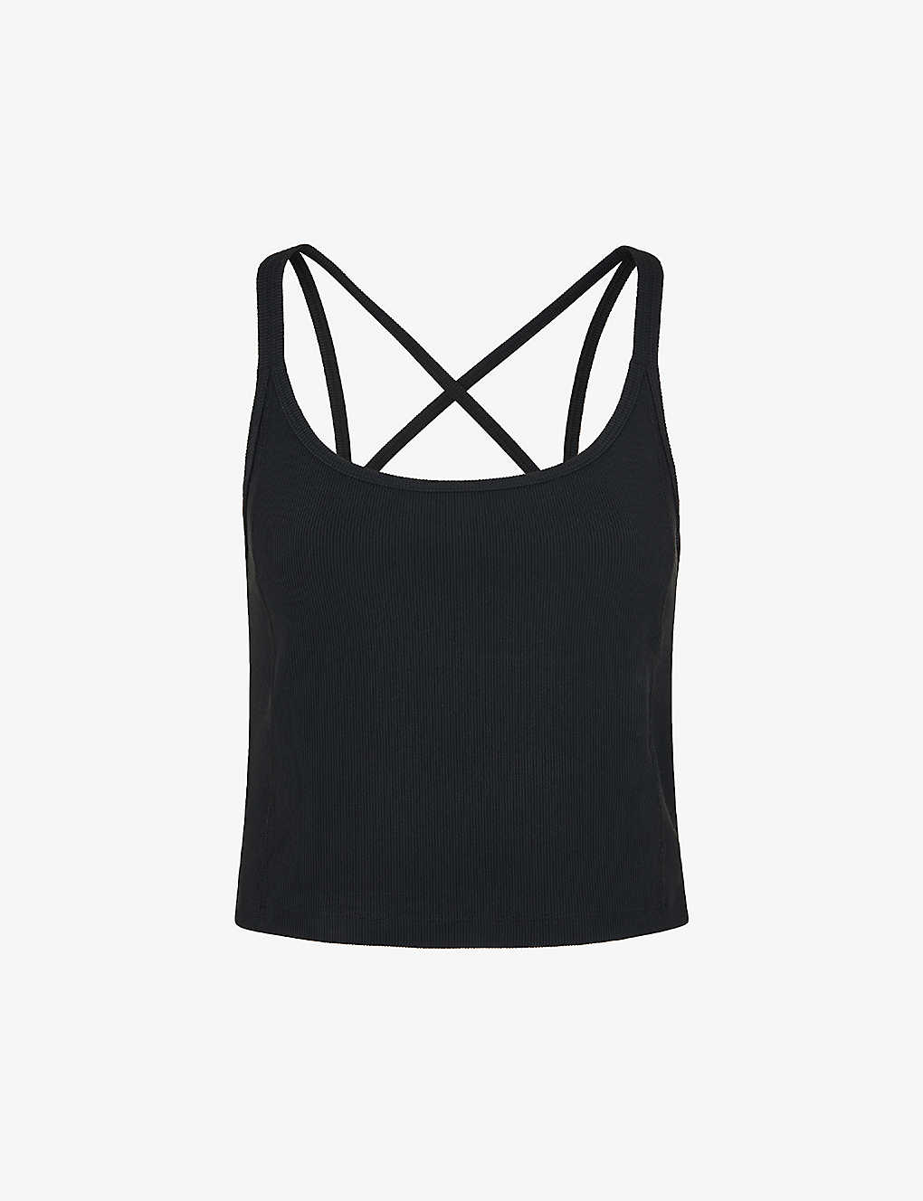 Whistles Ribbed Stretch-woven Vest Top In Black