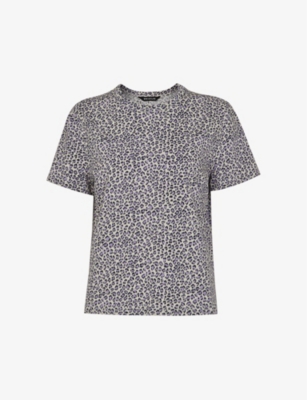 Whistles Cotton Dashed Leopard Print Tee In Lilac/multi