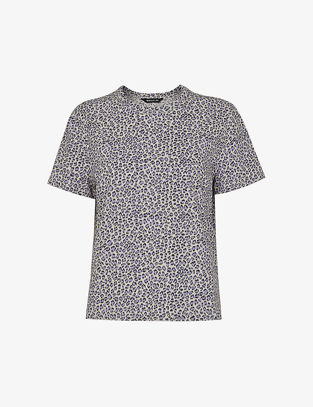 Whistles Cotton Dashed Leopard Print Tee In Beige/black