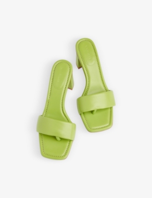 Shop Whistles Women's Green Marie Toe-post Block-heel Leather Mules