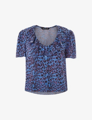 WHISTLES: Cheetah-print ruffled woven top