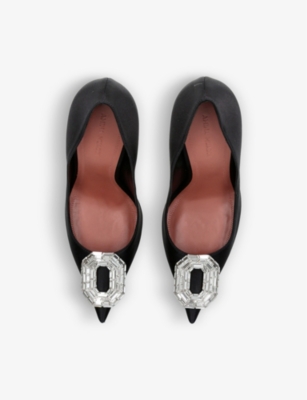 AMINA MUADDI: Camelia crystal-embellished satin courts
