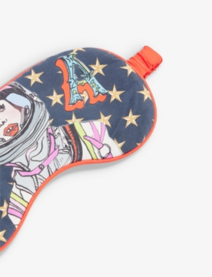 Shop Jessica Russell A For Astronaut Patterned Silk Sleep Mask In Multi-coloured