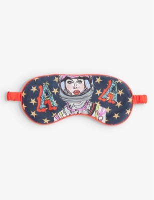 Jessica Russell Womens Multi-coloured A For Astronaut Patterned Silk Sleep Mask