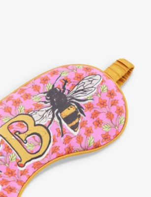 Jessica Russell Womens Multi-coloured B For Bees Patterned Silk Sleep Mask In Pink