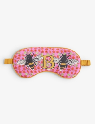 Jessica Russell Womens Multi-coloured B For Bees Patterned Silk Sleep Mask In Pink