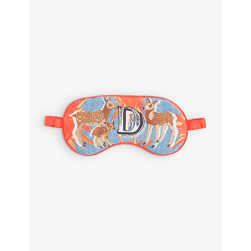 Jessica Russell Womens Multi-coloured D For Deer Patterned Silk Sleep Mask