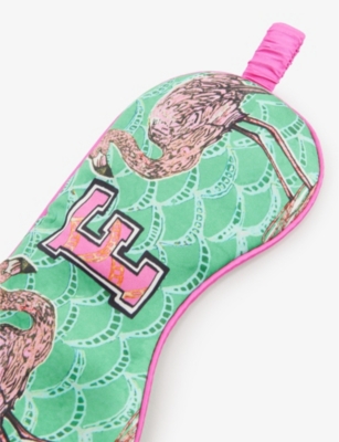 Jessica Russell Womens Multi-coloured F For Flamingo Patterned Silk Sleep Mask In Multi-coloured
