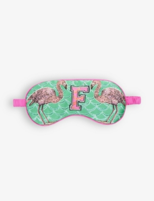 Jessica Russell Womens Multi-coloured F For Flamingo Patterned Silk Sleep Mask