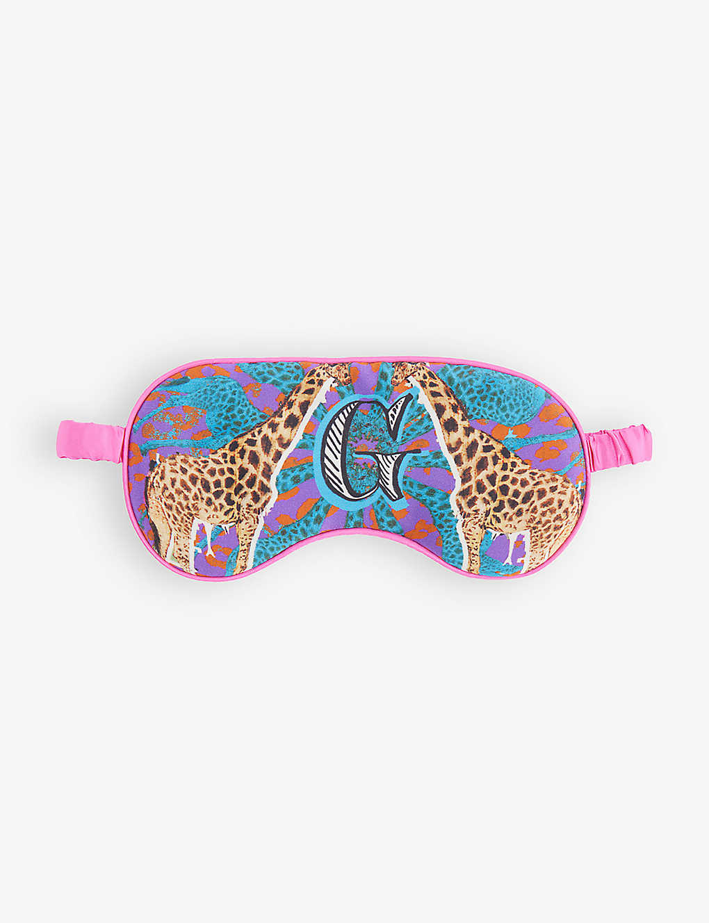 Jessica Russell G For Giraffe Patterned Silk Sleep Mask In Multi-coloured