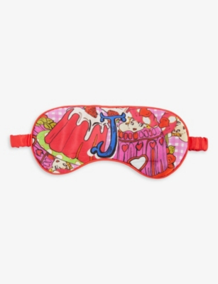 Jessica Russell J For Jelly Patterned Silk Sleep Mask In Multi-coloured