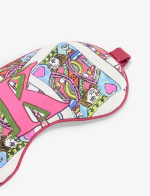 Shop Jessica Russell Women's Multi-coloured K For King Patterned Silk Sleep Mask
