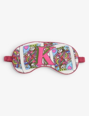 Jessica Russell Womens Multi-coloured K For King Patterned Silk Sleep Mask