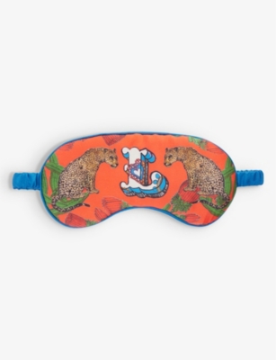 Jessica Russell Womens Multi-coloured L For Leopard Patterned Silk Sleep Mask