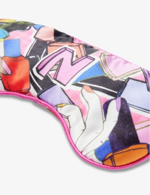 Shop Jessica Russell Women's Multi-coloured N For Nails Graphic-print Silk Sleep Mask
