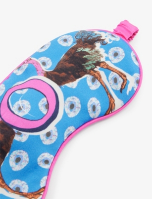 Shop Jessica Russell O For Ostrich Patterned Silk Sleep Mask In Multi-coloured