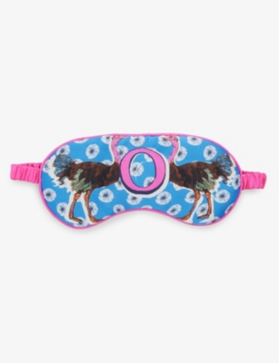 Jessica Russell Womens Multi-coloured O For Ostrich Patterned Silk Sleep Mask