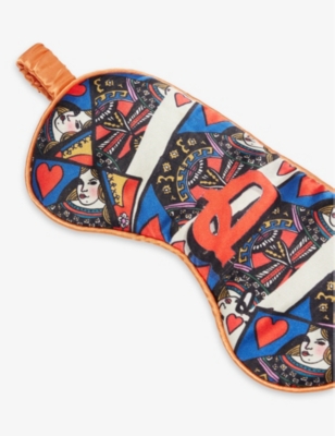 Jessica Russell Womens Multi-coloured Q For Queen Patterned Silk Sleep Mask In Multi-coloured