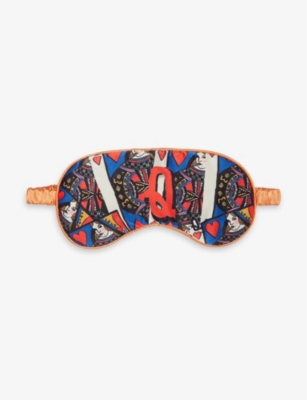 Jessica Russell Womens Multi-coloured Q For Queen Patterned Silk Sleep Mask In Multi-coloured