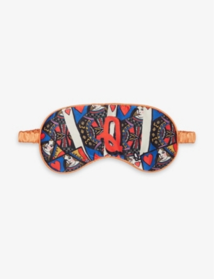 Shop Jessica Russell Womens Q For Queen Patterned Silk Sleep Mask Multi-coloured