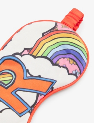 Shop Jessica Russell Women's Multi-coloured R For Rainbow Printed Silk Sleep Mask