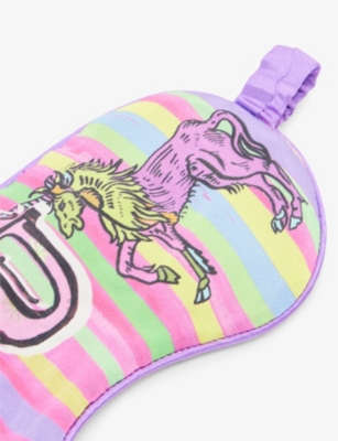Shop Jessica Russell U For Unicorn Printed Silk Sleep Mask In Multi-coloured