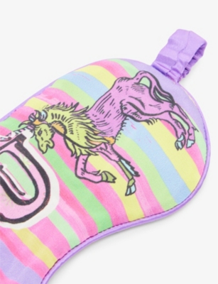 Jessica Russell Womens Multi-coloured U For Unicorn Printed Silk Sleep Mask In Multi-coloured